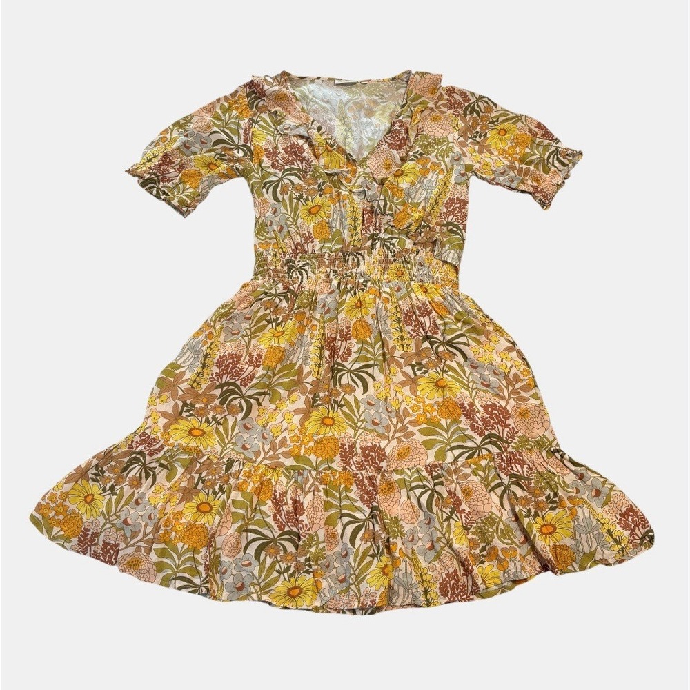 Spartina 449 Ollie Garden Floral Dress Women's Small Pockets Smocked Waist Boho